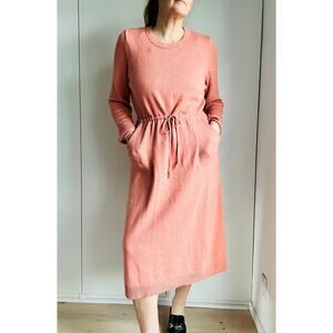 J Jill Sweater Dress Size Medium Midi Length Long Sleeve Soft Red Clay